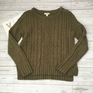 Caslon green cableknit sweater olive